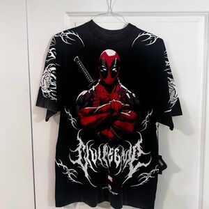 Civil Regime X Marvel Deadpool Black and Red Short Sleeve Oversized Tee Size S